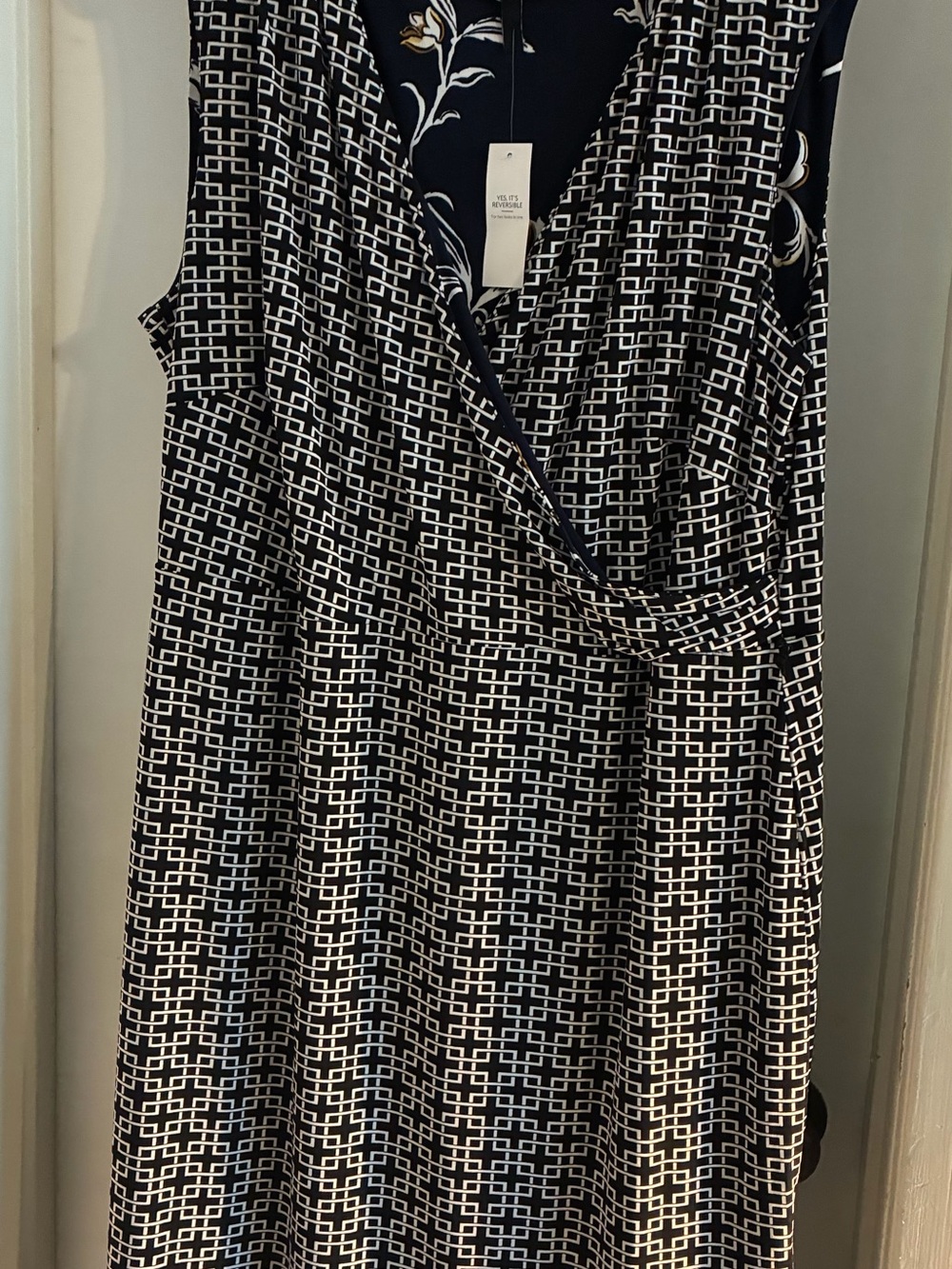 Sleeveless Black and White Reversible Wrap Dress